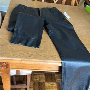 Leather Black Wide-Leg Pants